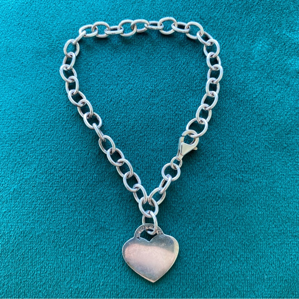 vintage bracelet silver 925 with pendant timex 7.5 Inch. 9.3 Grams.